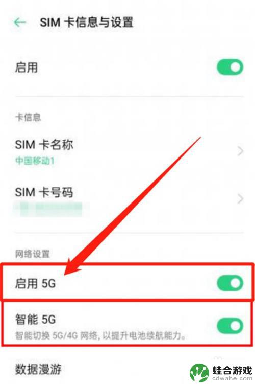 opporeno5手机5g网络怎么开